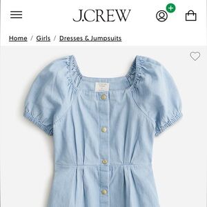 Girls' button-front chambray dress